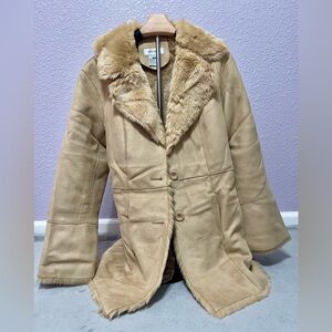 Nine West Beige Faux Fur Coat